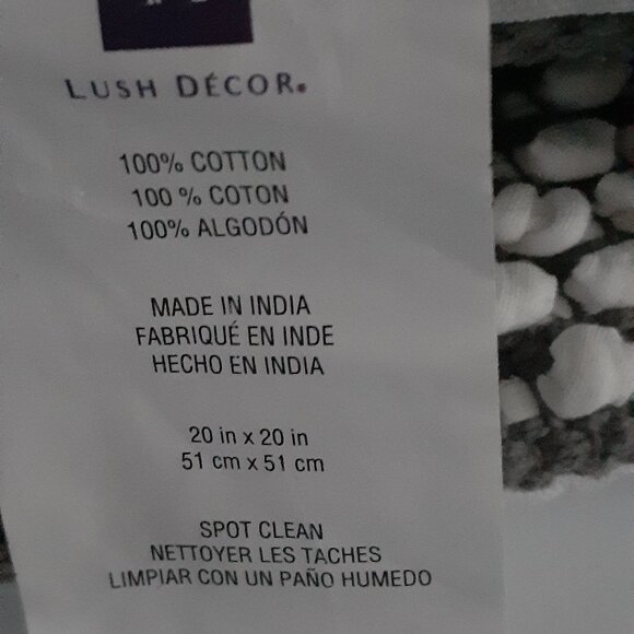 Lush Decor Adelyn Decorative Throw Pillow Cover, 20" W x 20" L, Gray - Square - Picture 6 of 6